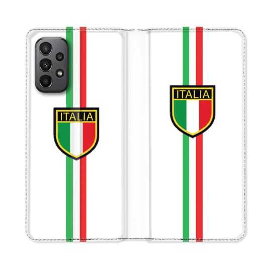 Housse cuir portefeuille Pour Samsung Galaxy A23 5G Voyage Italie 3 Blanc
