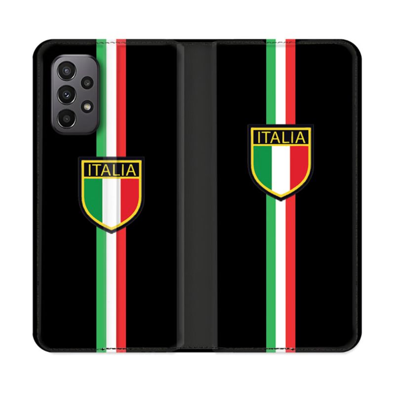Housse cuir portefeuille Pour Samsung Galaxy A23 5G Voyage Italie 3 Noir