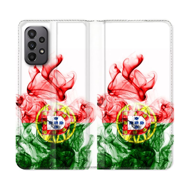 Housse cuir portefeuille Pour Samsung Galaxy A23 5G Voyage Portugal Flamme