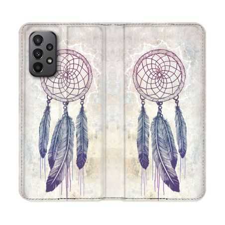Housse cuir portefeuille Pour Samsung Galaxy A23 5G Zen Attrape Reve Blanc
