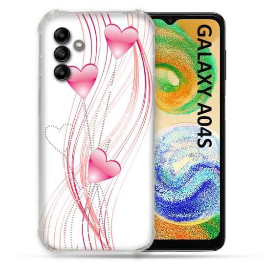 Coque Pour Samsung Galaxy A04S Amour Coeur Rose Montant sur Blanc