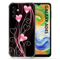 Coque Pour Samsung Galaxy A04S Amour Coeur Rose Montant sur Noir