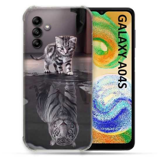 Coque Pour Samsung Galaxy A04S Animal Chat Reflet