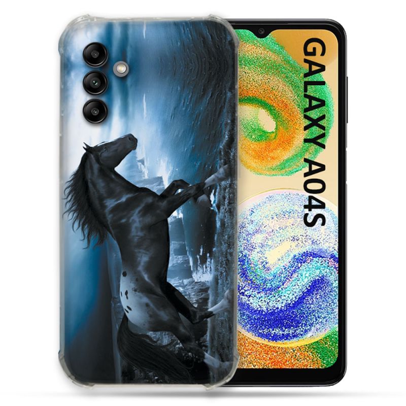 Coque Pour Samsung Galaxy A04S Animal Cheval Noir