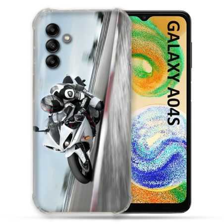 Coque Pour Samsung Galaxy A04S Moto Course GP Blanche
