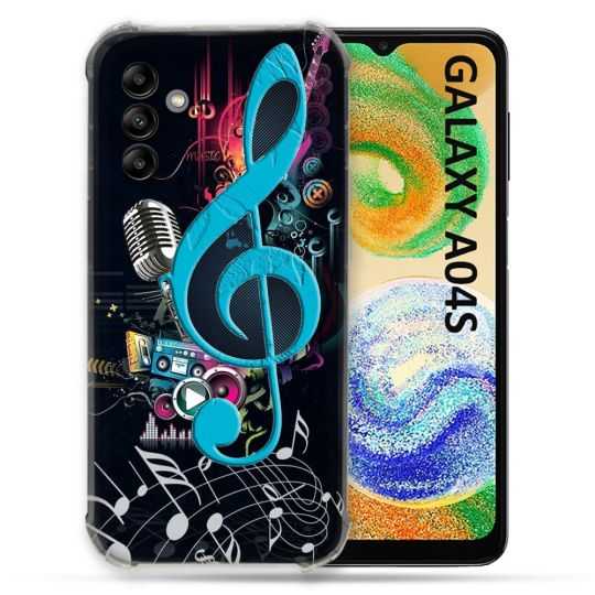 Coque Pour Samsung Galaxy A04S Musique Cle Sol Bleu