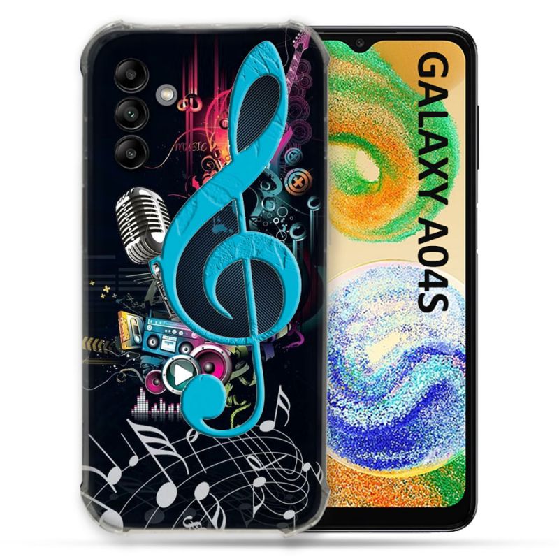 Coque Pour Samsung Galaxy A04S Musique Cle Sol Bleu