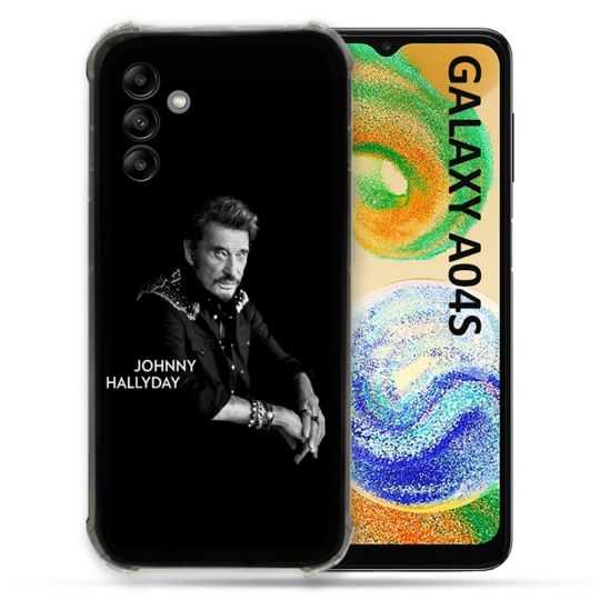 Coque Pour Samsung Galaxy A04S Musique Johnny Hallyday Noir