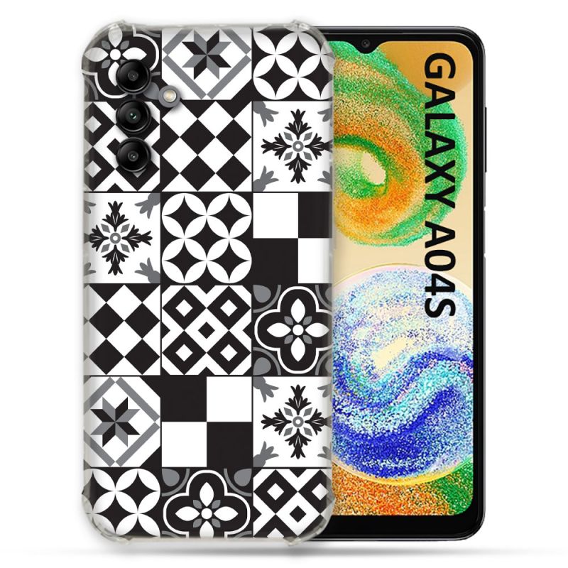Coque Pour Samsung Galaxy A04S Texture Carreau Ciment Noir