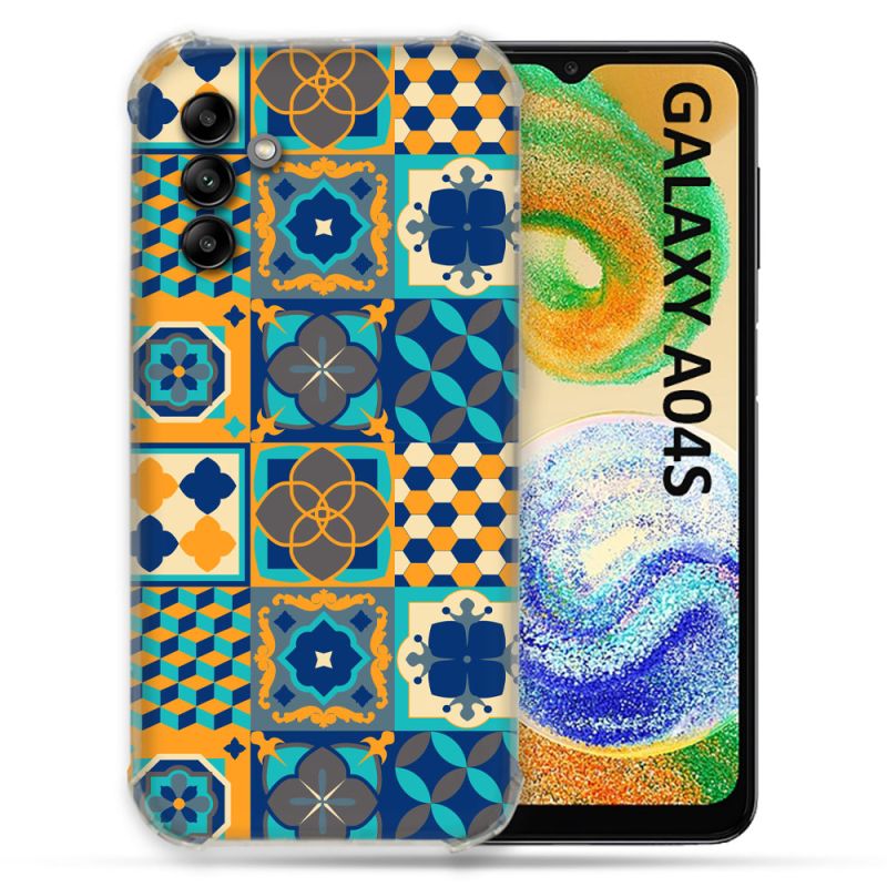 Coque Pour Samsung Galaxy A04S Texture Carreau Ciment Orange