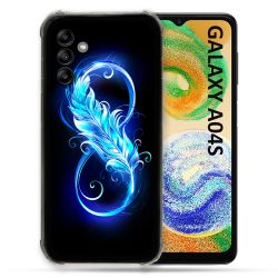 Coque Pour Samsung Galaxy A04S Texture Plume Infini Bleu