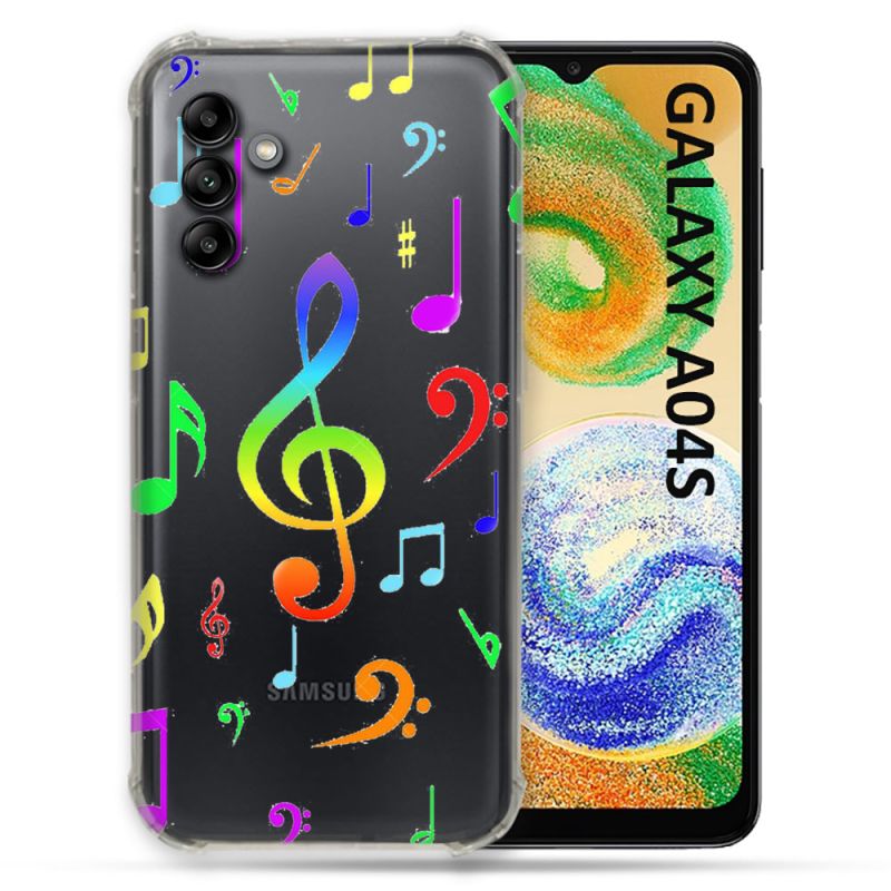 Coque Transparente Pour Samsung Galaxy A04S Note Musique Colore