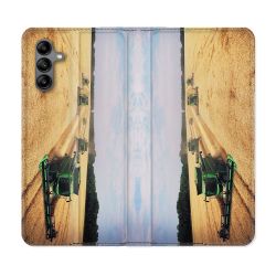 Housse cuir portefeuille Pour Samsung Galaxy A04S Agriculture Moissonneuse