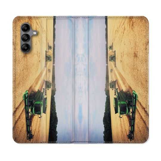 Housse cuir portefeuille Pour Samsung Galaxy A04S Agriculture Moissonneuse