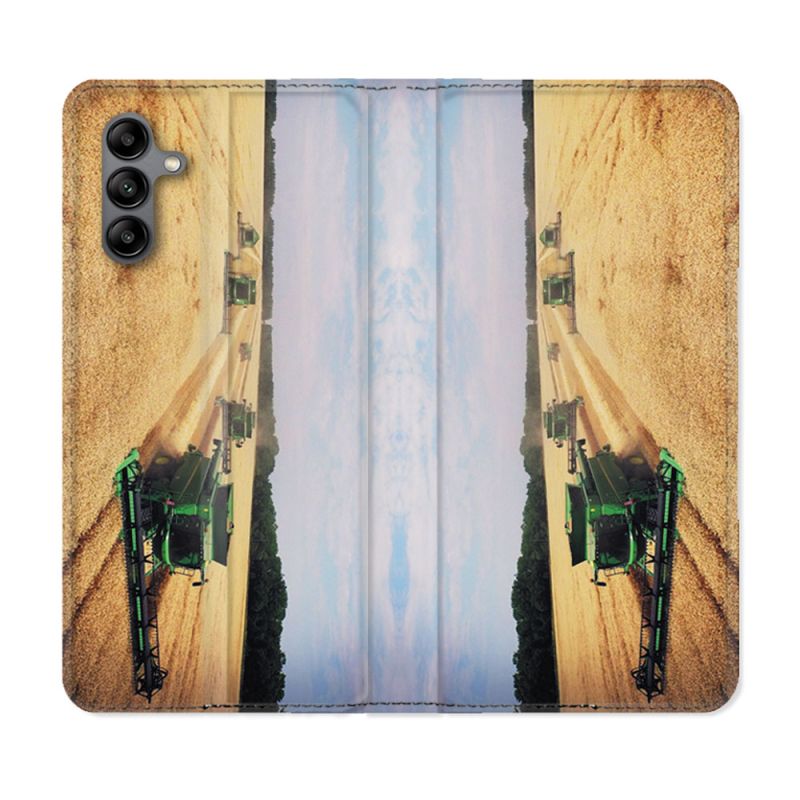 Housse cuir portefeuille Pour Samsung Galaxy A04S Agriculture Moissonneuse