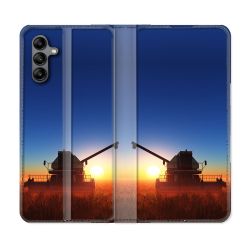 Housse cuir portefeuille Pour Samsung Galaxy A04S Agriculture Moissonneuse Soleil