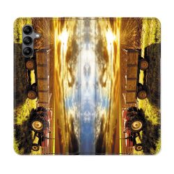 Housse cuir portefeuille Pour Samsung Galaxy A04S Agriculture Tracteur Color