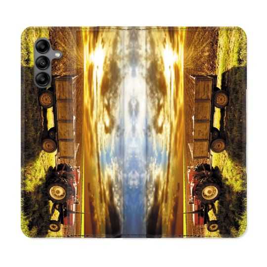 Housse cuir portefeuille Pour Samsung Galaxy A04S Agriculture Tracteur Color