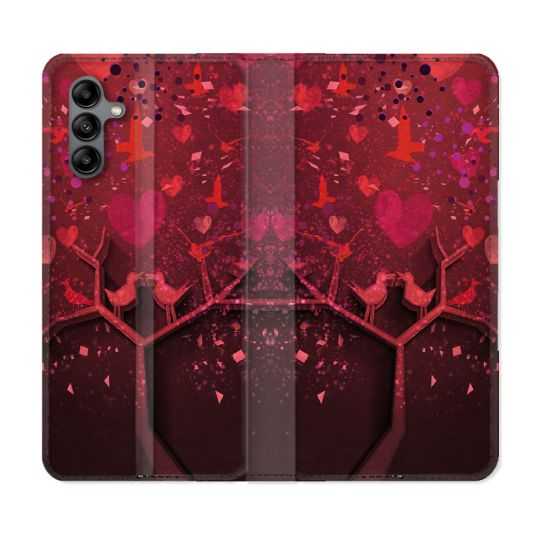 Housse cuir portefeuille Pour Samsung Galaxy A04S Amour Arbre
