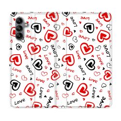 Housse cuir portefeuille Pour Samsung Galaxy A04S Amour Love