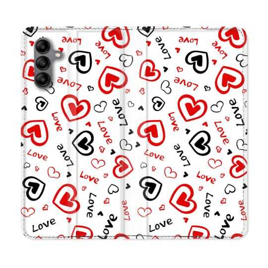 Housse cuir portefeuille Pour Samsung Galaxy A04S Amour Love