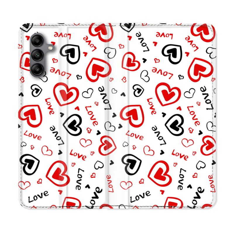 Housse cuir portefeuille Pour Samsung Galaxy A04S Amour Love