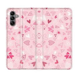 Housse cuir portefeuille Pour Samsung Galaxy A04S Amour Ptis Coeurs