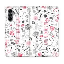 Housse cuir portefeuille Pour Samsung Galaxy A04S Amour Valentines