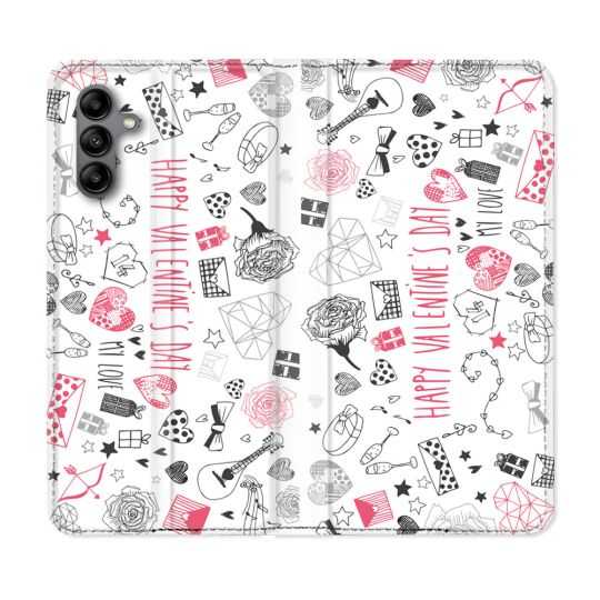Housse cuir portefeuille Pour Samsung Galaxy A04S Amour Valentines