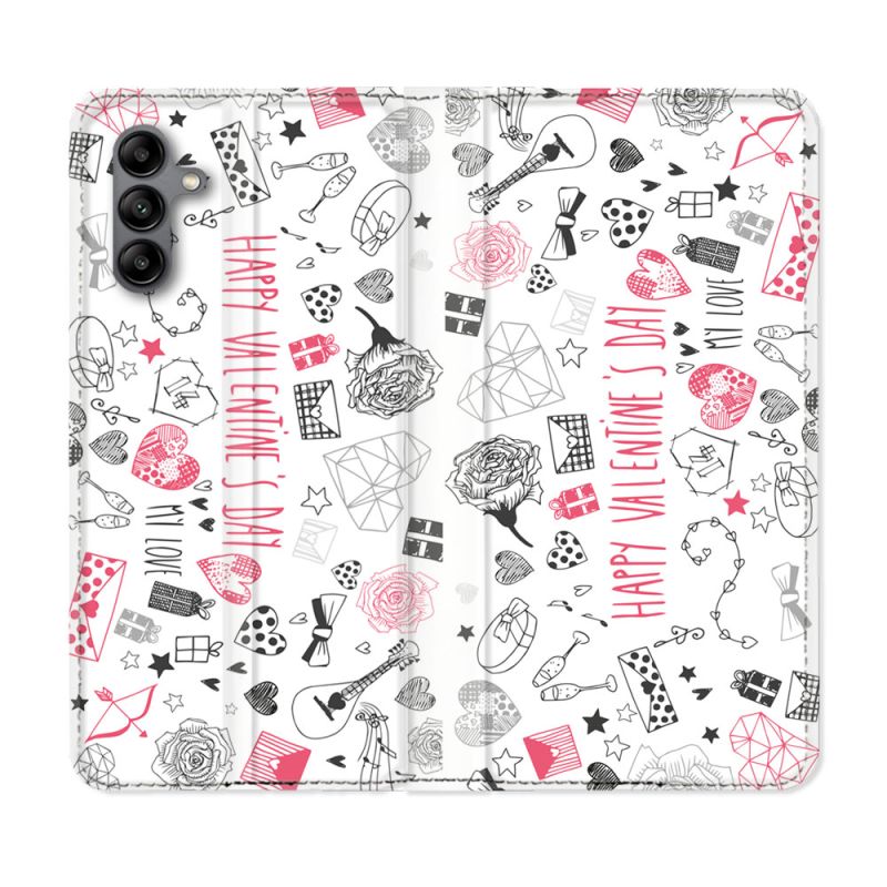 Housse cuir portefeuille Pour Samsung Galaxy A04S Amour Valentines