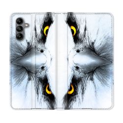 Housse cuir portefeuille Pour Samsung Galaxy A04S Animal Aigle Royal Blanc