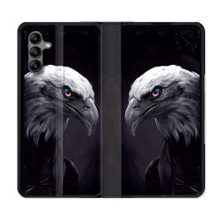 Housse cuir portefeuille Pour Samsung Galaxy A04S Animal Aigle Royal Noir