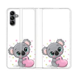 Housse cuir portefeuille Pour Samsung Galaxy A04S Animal Koala Cœur