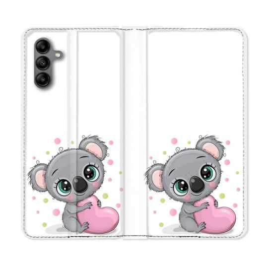 Housse cuir portefeuille Pour Samsung Galaxy A04S Animal Koala Cœur