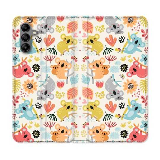 Housse cuir portefeuille Pour Samsung Galaxy A04S Animal Koala Pattern