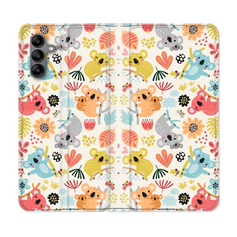 Housse cuir portefeuille Pour Samsung Galaxy A04S Animal Koala Pattern