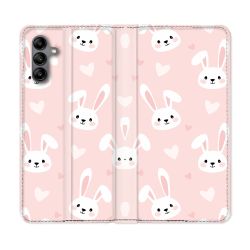 Housse cuir portefeuille Pour Samsung Galaxy A04S Animal Lapin Rose