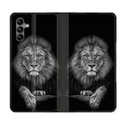 Housse cuir portefeuille Pour Samsung Galaxy A04S Animal Lion Majestueux
