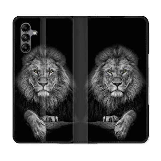 Housse cuir portefeuille Pour Samsung Galaxy A04S Animal Lion Majestueux