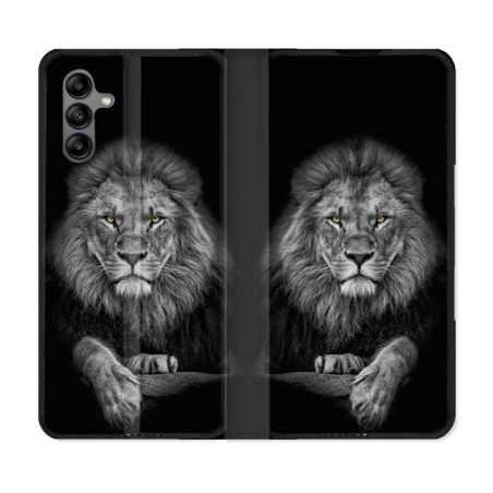 Housse cuir portefeuille Pour Samsung Galaxy A04S Animal Lion Majestueux