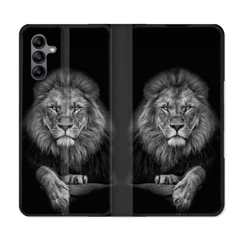 Housse cuir portefeuille Pour Samsung Galaxy A04S Animal Lion Majestueux