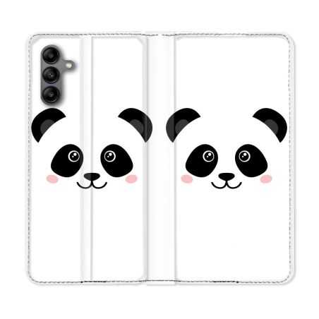 Housse cuir portefeuille Pour Samsung Galaxy A04S Animal Panda Blanc