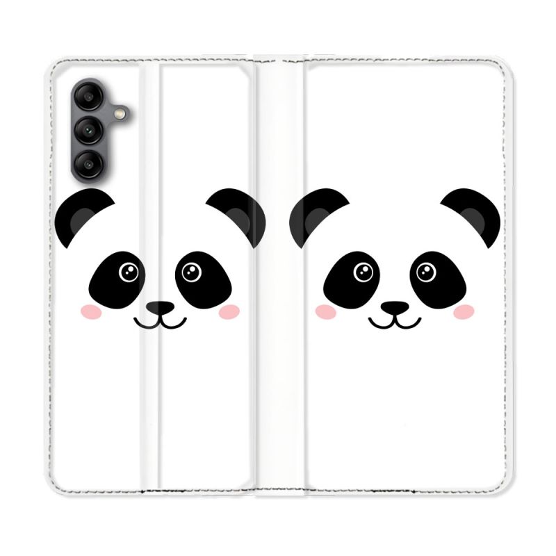 Housse cuir portefeuille Pour Samsung Galaxy A04S Animal Panda Blanc