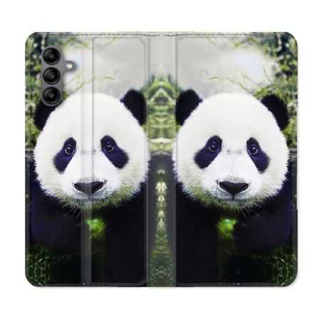 Housse cuir portefeuille Pour Samsung Galaxy A04S Animal Panda Color