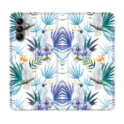 Housse cuir portefeuille Pour Samsung Galaxy A04S Animal Perroquet Peinture