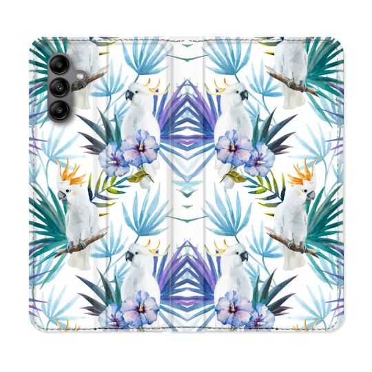 Housse cuir portefeuille Pour Samsung Galaxy A04S Animal Perroquet Peinture