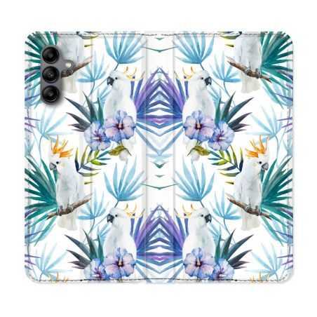 Housse cuir portefeuille Pour Samsung Galaxy A04S Animal Perroquet Peinture