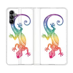 Housse cuir portefeuille Pour Samsung Galaxy A04S Animal Salamandre Color