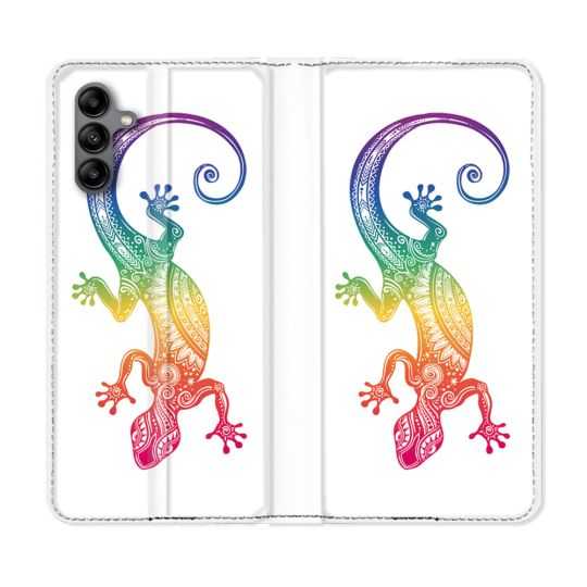 Housse cuir portefeuille Pour Samsung Galaxy A04S Animal Salamandre Color