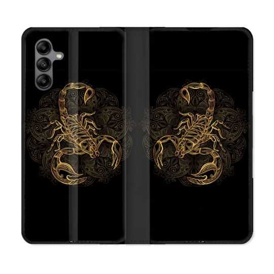 Housse cuir portefeuille Pour Samsung Galaxy A04S Animal Scorpion Fresque